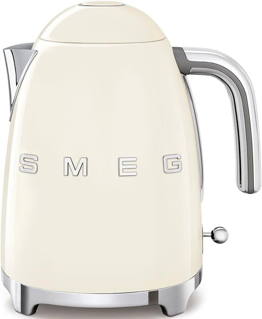 SMEG 50's Retro Style 7 Cup Electric Water Kettle with Automatic Shutoff, Removable Base, and Water Indicator, KLF03CRUS, Cream