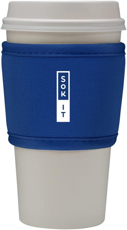 Sok It HotSok Coffee & Tea Reusable Insulated Neoprene Cup Sleeve (Dark Blue)
