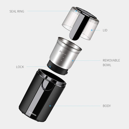 SHARDOR Coffee Grinder Electric, Coffee Bean Electric, Herb, Nut Grain Grinder with 1 Removable Stainless Steel Bowl, Black