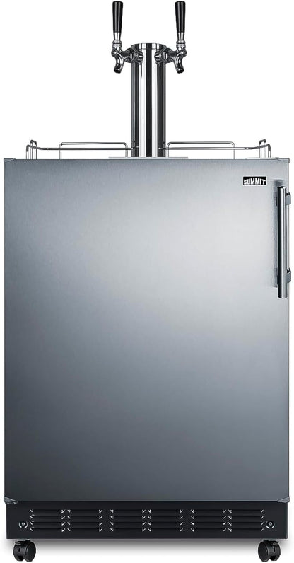 Summit Appliance 24" Wide Wine Kegerator/Refrigerator Combo, Black Interior, Caster Wheels, Residential/Commercial Use (LHD, Wine)