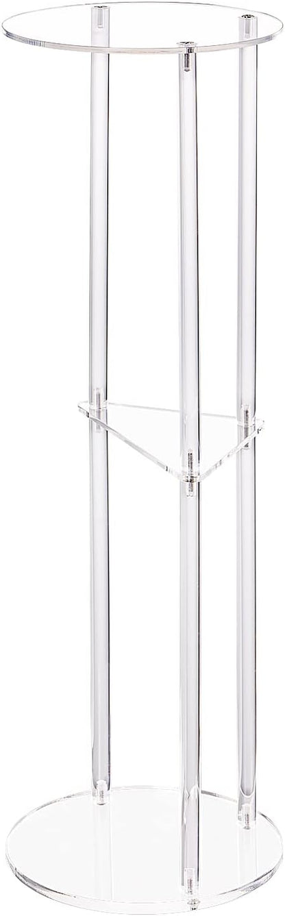 HMYHUM Clear Acrylic Drink Table for Small Spaces, Small Martini Drink Side Table for Living Room, 3 Tiers, C Shaped, 8" L x 8" W x 26" H