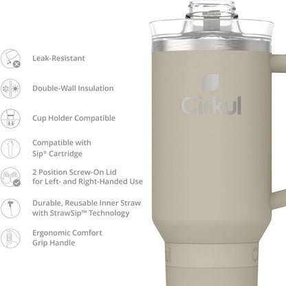 Cirkul 40oz. Ranger Stainless Steel Tumbler with Handle, All-Day StrawSip™, Double-Wall Insulated