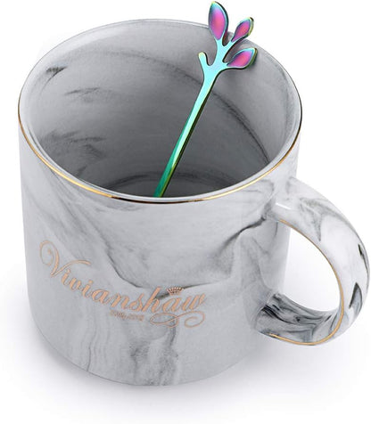 AnSaw Elegant Rainbow Leaf Coffee Spoons - 10-Piece, 4.7" Mini Stainless Steel Espresso & Dessert Tea Spoons, Perfect for Demitasse & Small Servings