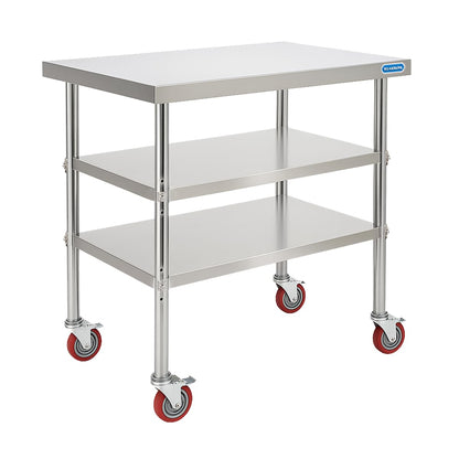 Stainless Steel Table with Wheels Stainless Steel Prep Table 24 x 30 Inch, NSF Commercial SS Metal Kitchen Prep Worktable for Restaurant Kitchen Garage Warehouse