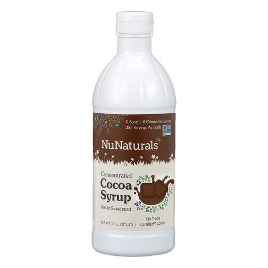 NuNaturals Stevia Syrup, Sugar-Free Sweetener, Plant-Based Sugar Substitute, Zero Calorie, Chocolate Flavor Syrup, 16 oz