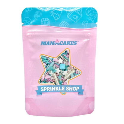 Manvscakes Sprinkles- Edible Cake and Cupcake Sprinkles with Assorted Shapes and Sizes, Metallic Sprinkle Mix for Cookies, Ice Cream, Cake and Cupcake Decorating, 4 oz (Pink, Black, and Blue)