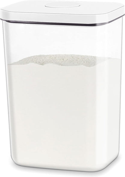 Airtight Flour Rice Storage Container with Pop-up Lid - 6 Qt | 11 Lbs Crystal-Clear Plastic Bread Container, Tall and Slim Storage Bin Fit for Kitchen Pantry Organization