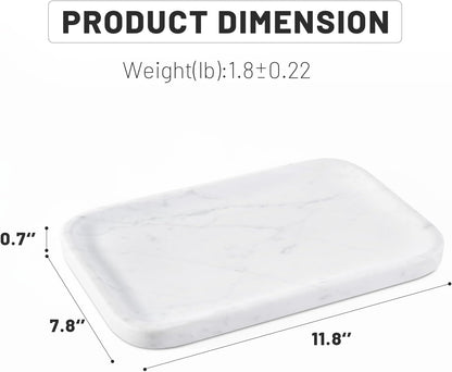 Statuario Marble Vanity Tray - Decorative Organizer for Bathroom Countertop, Dresser, Kitchen Sink
