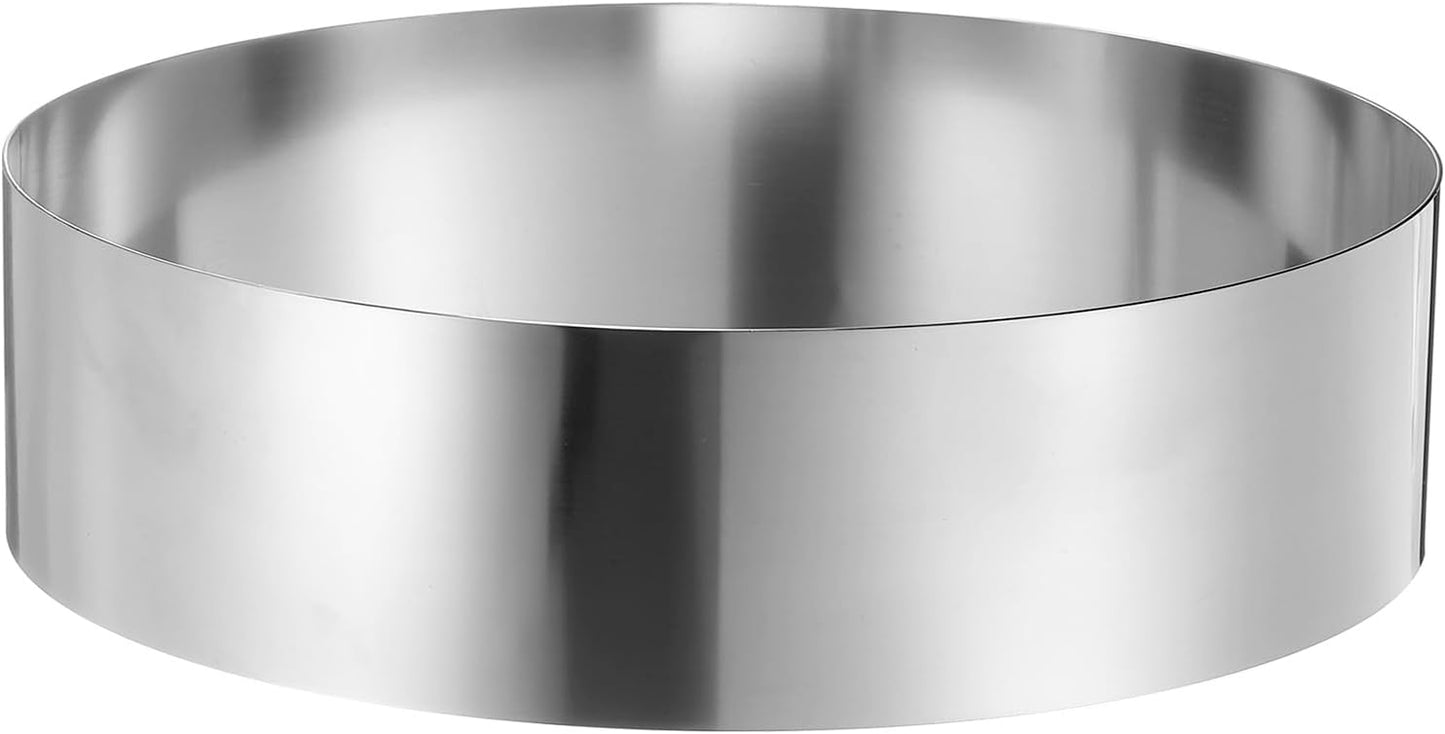 HARFINGTON Round Cake Ring 10 x 2.75 Inch Seamless Stainless Steel Pastry Mousse Dessert Ring Mirror Coating for Baking Cooking Making Tool