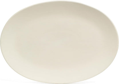 over&back Coupe Stoneware Serving Platter - Elegant 1-Piece Oval Serving Platter to Complete Your Kitchen Set - 16.4" x 11.5" - Semi-Matte Ivory
