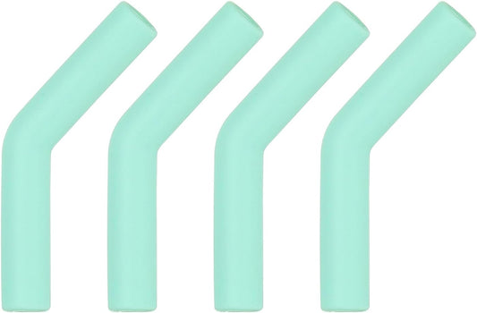 uxcell 4Pcs Silicone Straw Tips, Silicone Straw Elbows Tip, Soft Reusable Metal Straw Covers Fit for 10mm/0.39" OD Stainless Steel Straws, Mint Green
