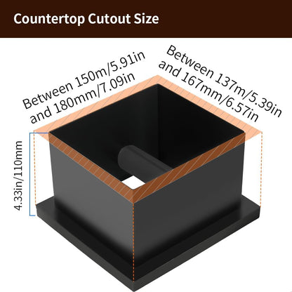 watchget Espresso Knock Box - Built-in Stainless Steel and Silicone Coffee Knock Box Chute, Detachable Rubber Rod, Square Bottomless Waste Bin for Coffee Grounds