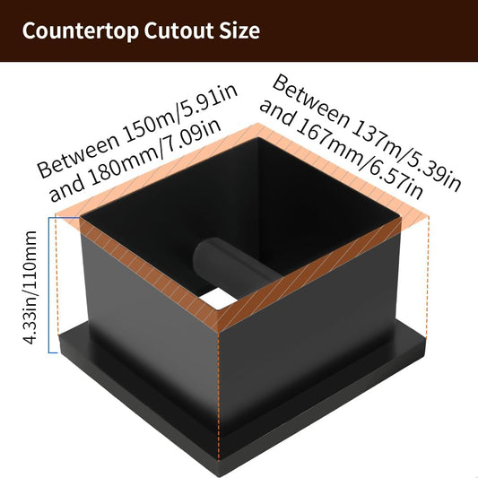 watchget Espresso Knock Box - Built-in Stainless Steel and Silicone Coffee Knock Box Chute, Detachable Rubber Rod, Square Bottomless Waste Bin for Coffee Grounds