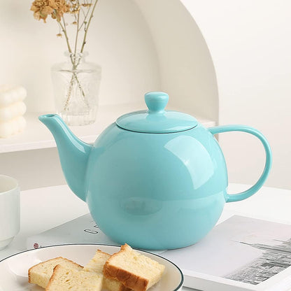 Sweejar Porcelain Teapot with Removable Stainless Steel Infuser,Microwave & Dishwasher Safe Tea Pots for Loose Tea,Tea Infuser Pots for Chrismas Women Gift (40oz Turquoise)