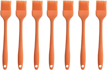 Silicone brush， BBQ/Pastry Basting Brushes,Silicone Cooking Grill Barbecue Baking Pastry Oil/Honey/Sauce Brush (7 PCS,orange)