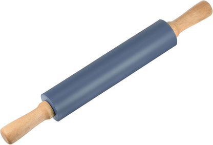 HARFINGTON Silicone Rolling Pins for Baking 17 Inch Wooden Handle Non Stick Rolling Pin Small Roller Playdough Rolling Pins for Dough Pizza Pastry Fondant Kitchen, Drak Blue