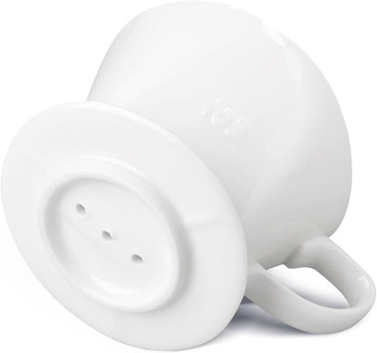 Handmade Pour Over Ceramic Coffee Dripper - Authentic Brewing Experience for Camping, Office, and Home (White)