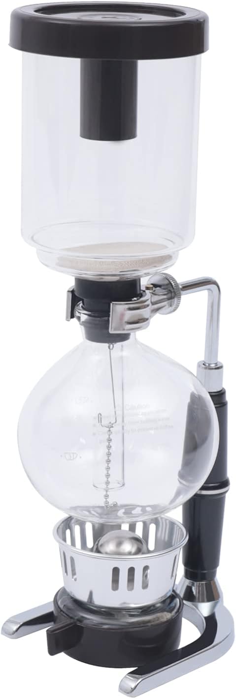 Vacuum Coffee Pot, 5 Cups(500ml), Siphon Syphon Coffee Maker, Borosilicate Glass, Stainless Steel, Black