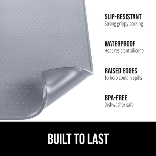 GORILLA GRIP Silicone Coffee Mat, Espresso Drink Bar Station Accessories, Use Under Machine, Waterproof Heat Resistant Multi-Use Dish Drying Mats, Stays in Place, Kitchen Home Decor, 11.5x18.5, Gray