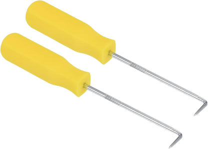 PATIKIL O-Ring 90 Degree Picks 142mm, 2 Pcs Oil Seal Gasket Precision Screwdriver Puller Remover Removal Tool, Yellow