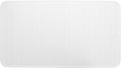 Silicone Dish Drying Mat for Multiple Usage,Easy clean,Eco-friendly,Heat-resistant Silicone Mat for Kitchen Counter or Sink,Refrigerator or Drawer Liner White 4XL 32 inches x 18 inches
