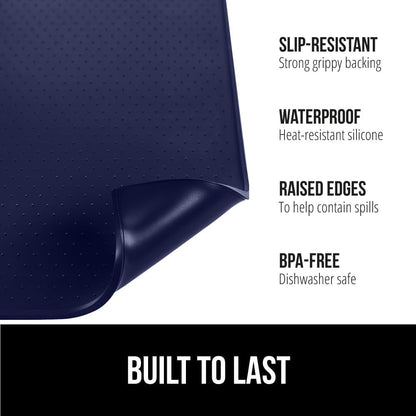 GORILLA GRIP Silicone Coffee Mat, Espresso Drink Bar Station Accessories, Waterproof Heat-Resistant Dish Drying Mats, Stay in Place on Kitchen Counter, Home Kitchen Decor Essentials, 11.5x18.5, Navy