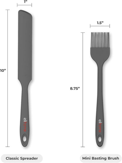 Elihome Mini Silicone Basting Pastry Brush, Cooking Brush for Oil Sauce Butter Marinades, Food Brushes for BBQ Grill Kitchen Baking, Baster Brushes Pastries Cakes Meat Desserts, Food Grade, Dark Grey