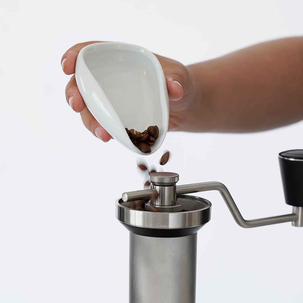 watchget Ceramic Coffee Dosing Cup & Tea Storage Tray, Single Dose Measuring Container for Coffee Beans & Loose Leaf Tea Dosing Vessel, White