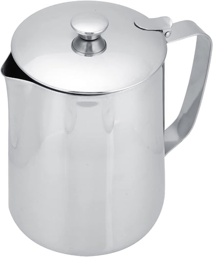 Stainless Steel Milk Frothing Pitcher, Stainless Steel Coffee Cup Mug Milk Frothing Pitcher Jug with Lid for Latte Coffee Art for Office Kitchen with handle(1500ML)