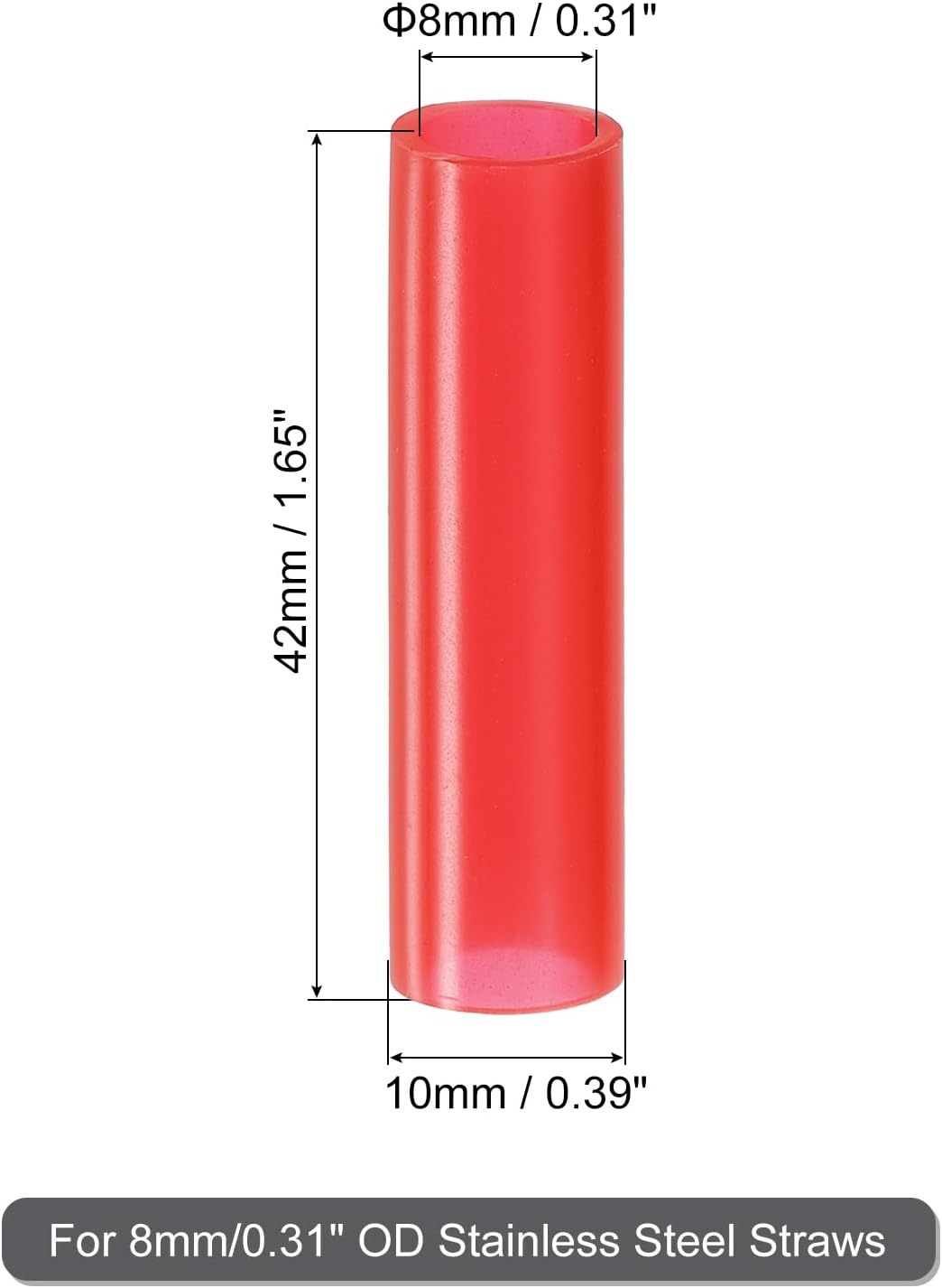 uxcell 20Pcs Silicone Straw Tips, Metal Straw Covers, Soft Reusable Straws Tips Fit for 8mm/0.31" OD Stainless Steel Straws (Red)