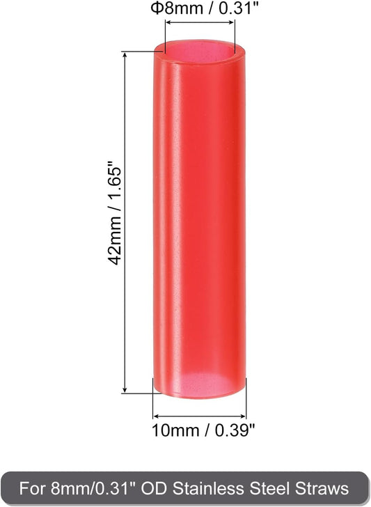 uxcell 20Pcs Silicone Straw Tips, Metal Straw Covers, Soft Reusable Straws Tips Fit for 8mm/0.31" OD Stainless Steel Straws (Red)