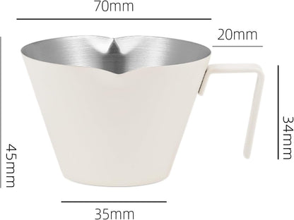 MHW-3BOMBER Espresso Measuring Cups, Double Spouts Stainless Steel Espresso Pour Cup, Espresso Shot Cups with Handle Scale, Metal Measuring Cups with V-Shaped Mouth, 3.4OZ/100ML Yellow G5670-OS