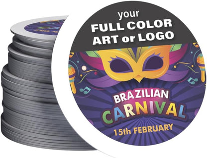 B.E. Green Custom Coasters - Pulpboard Personalized Coasters for Drinks - Full Color Print - Reusable & Absorbent - Beverage Coaster - Promotional Events & Celebrations - Pack of 50-4" Round Coaster