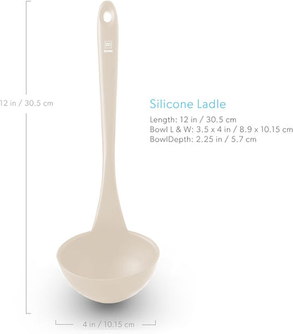 DI ORO Silicone Ladle – Soup Ladle for Cooking & Serving Heat-Resistant - Large Kitchen Soup Ladle Nonstick Cookware Safe - Soup Serving Spoon with Wide Bowl - Silicone Utensil Dishwasher Safe (Clay)