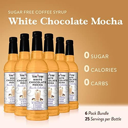 Jordan's Skinny Syrups Sugar Free Coffee Syrup, White Chocolate Flavor Mix, Zero Calorie Flavoring for Lattes, Protein Shake, Cocktail & More, Gluten Free, Keto Friendly, 25.4 Fl Oz, 6 Pack