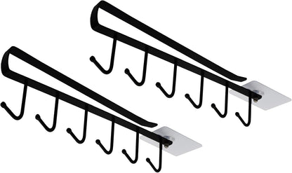 eywlwaar Cabinet Mug Holder Mug Cups Cabinet Mug Hooks Kitchen Storage Hanging Hooks (2 Pack-Black)
