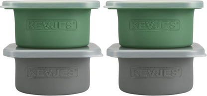 Stackable Silicone Artisan Pizza Dough Proofing Proving Containers with Air-tight Lids-4pack-500ml Volume for 250g Dough Ball (2green+2Space Grey)