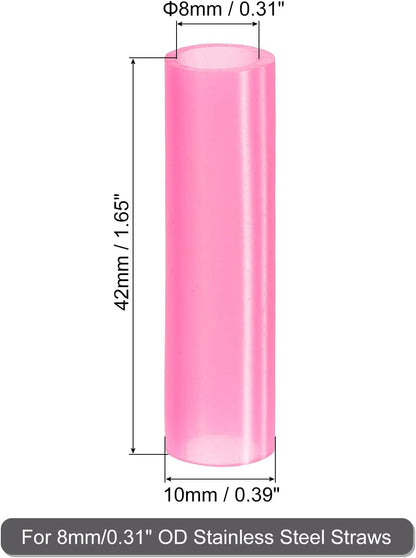 uxcell 20Pcs Silicone Straw Tips, Metal Straw Covers, Soft Reusable Straws Tips Fit for 8mm/0.31" OD Stainless Steel Straws (Pink)