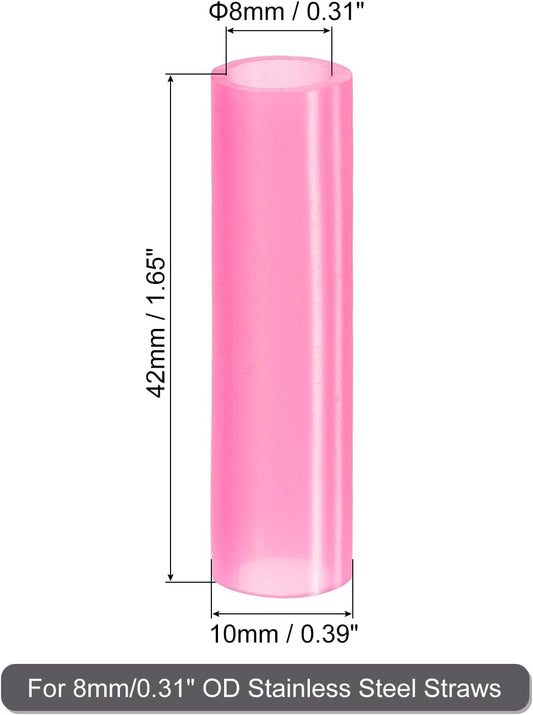 uxcell 20Pcs Silicone Straw Tips, Metal Straw Covers, Soft Reusable Straws Tips Fit for 8mm/0.31" OD Stainless Steel Straws (Pink)