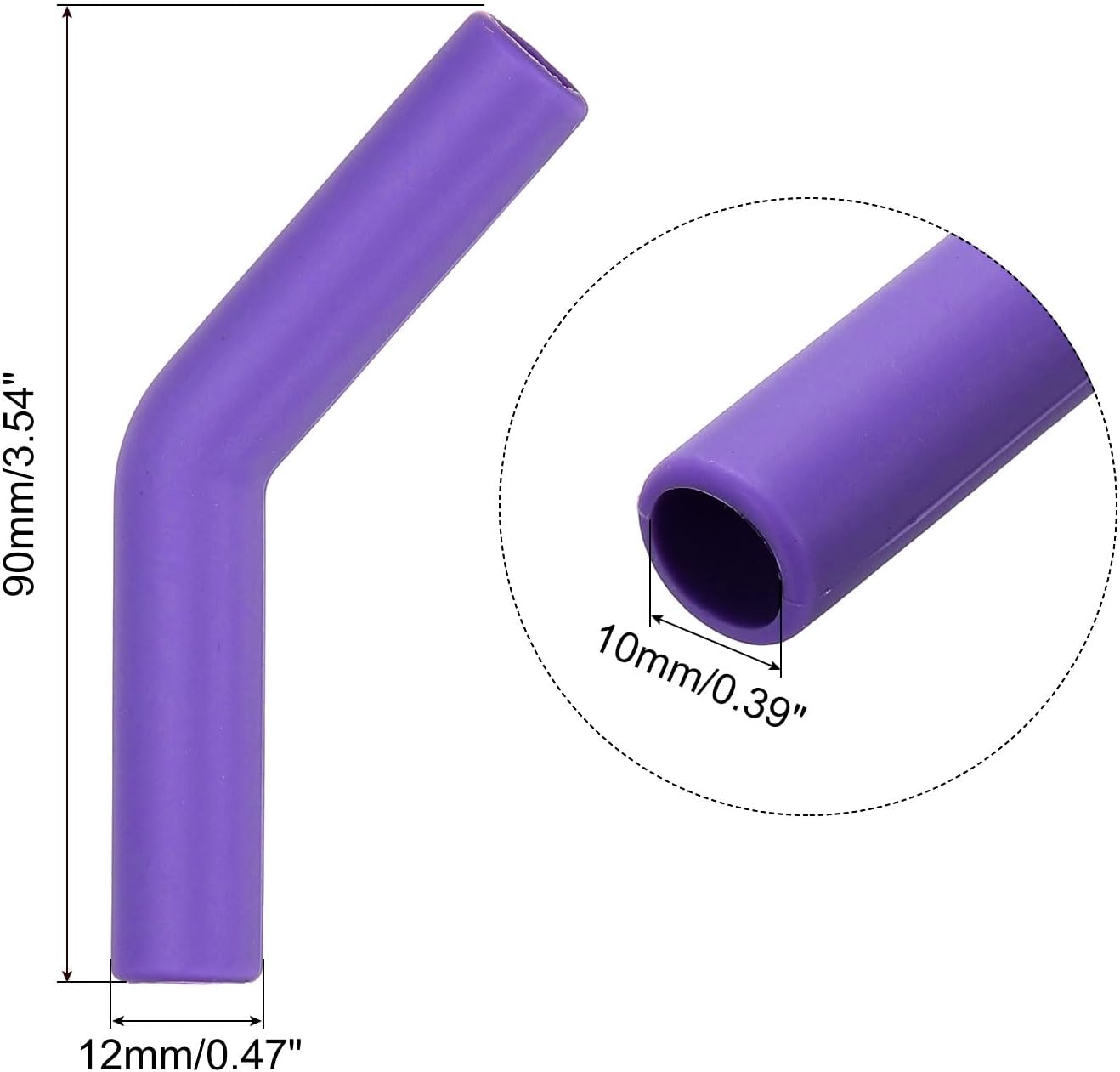 uxcell 4Pcs Silicone Straw Tips, Silicone Straw Elbows Tip, Soft Reusable Metal Straw Covers Fit for 10mm/0.39" OD Stainless Steel Straws, Purple