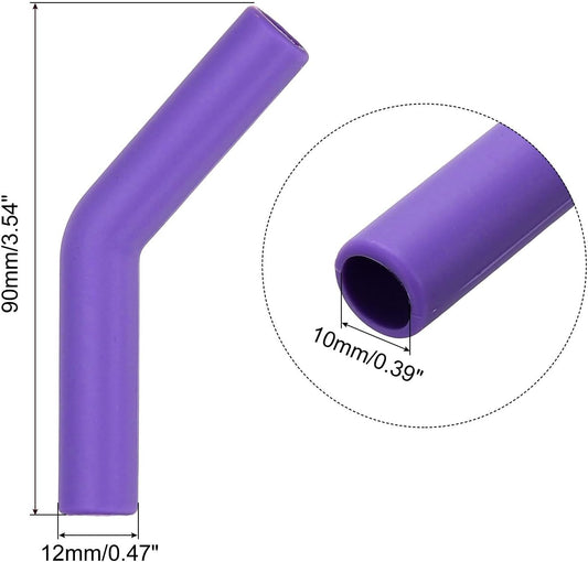 uxcell 12Pcs Silicone Straw Tips, Silicone Straw Elbows Tip, Soft Reusable Metal Straw Covers Fit for 10mm/0.39" OD Stainless Steel Straws, Purple