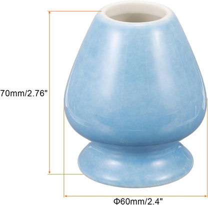 HARFINGTON Ceramic Chasen Stand 70mm Matcha Whisk Holder Teas Set Whisks Stand Traditional Matcha Tea Chasen Holder Tea Set Accessories for Tea Tasting, Cyan Blue