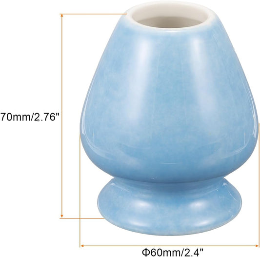 HARFINGTON Ceramic Chasen Stand 70mm Matcha Whisk Holder Teas Set Whisks Stand Traditional Matcha Tea Chasen Holder Tea Set Accessories for Tea Tasting, Cyan Blue