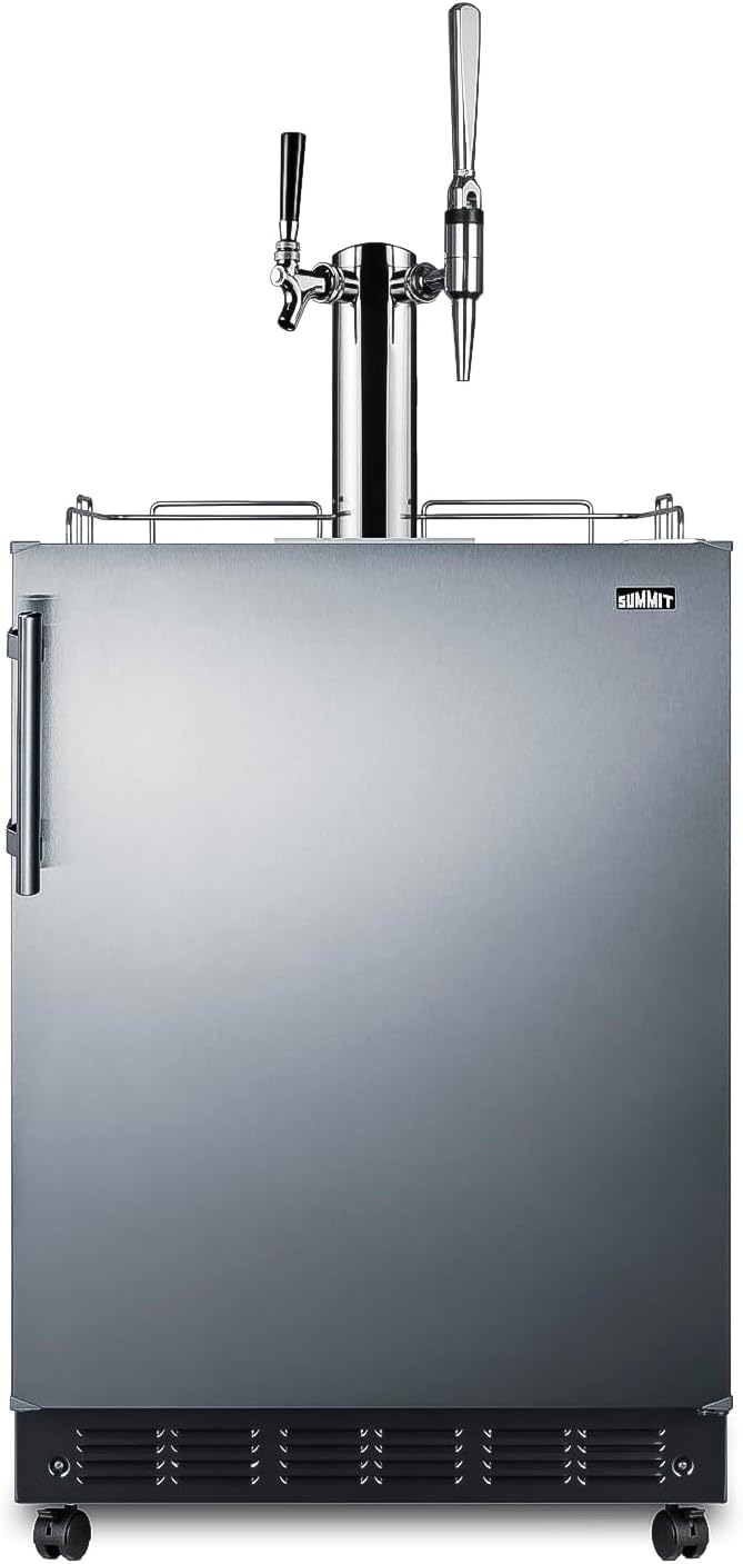 Summit 24" Nitro Cold Brew/Cold Brew Kegerator, Combination Dual Tap Kit, Stainless Steel- SBC7BRSCM2