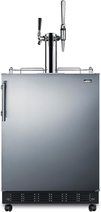 Summit 24" Nitro Cold Brew/Cold Brew Kegerator, Combination Dual Tap Kit, Stainless Steel- SBC7BRSCM2