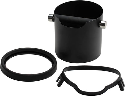 Espresso Knock Box, Capacity 60.8oz/1800ML Stainless Steel Coffee Grounds Container Waste Bin Coffee Tools for Barista and Non-slip Base (Black)