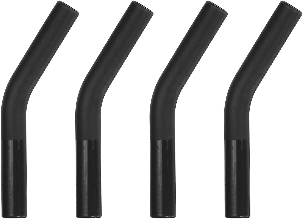 uxcell 4Pcs Silicone Straw Tips, Silicone Straw Elbows Tip, Soft Reusable Metal Straw Covers Fit for 8mm/0.31" OD Stainless Steel Straws, Black