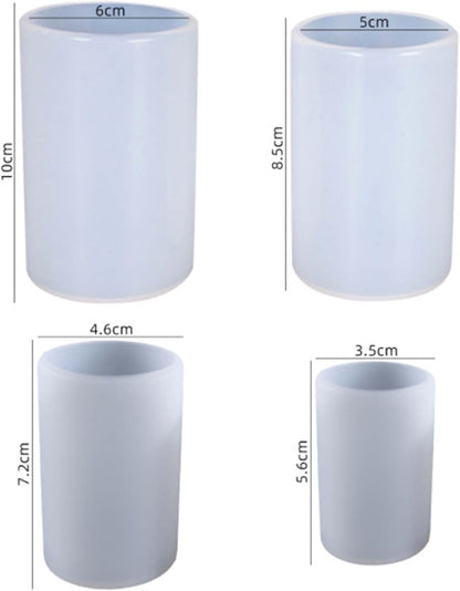 4 Pack Round Resin & Chocolate Silicone Mold - 3D Cylinder & Handmade Candle & Soap Mold