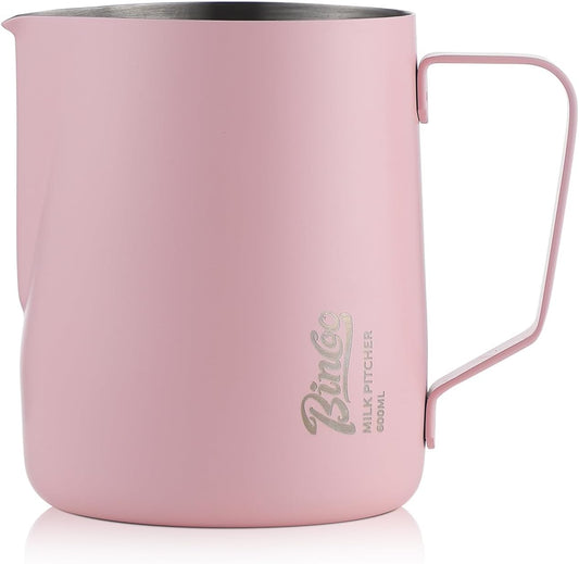Pink Milk frother - 600ml Milk Frothing Pitcher, Milk Frother Cup Espresso Steaming Pitcher for Barista, Bincoo SUS304 Stainless Steel Espresso Steaming Pitchers for Latte Art/Cappuccino/Coffee/Milk