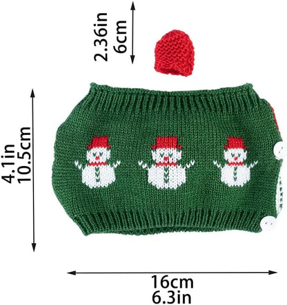 Tea Cozy Suitable for a 600ml,20oz Tea Pot,Teapot Warmer -100% Acrylic Fibers Filling,Two Piece (Green Snow Man)